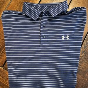 Under Armour Blue and White Striped Polo
